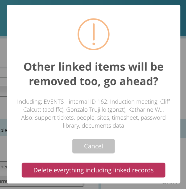 delete other linked items