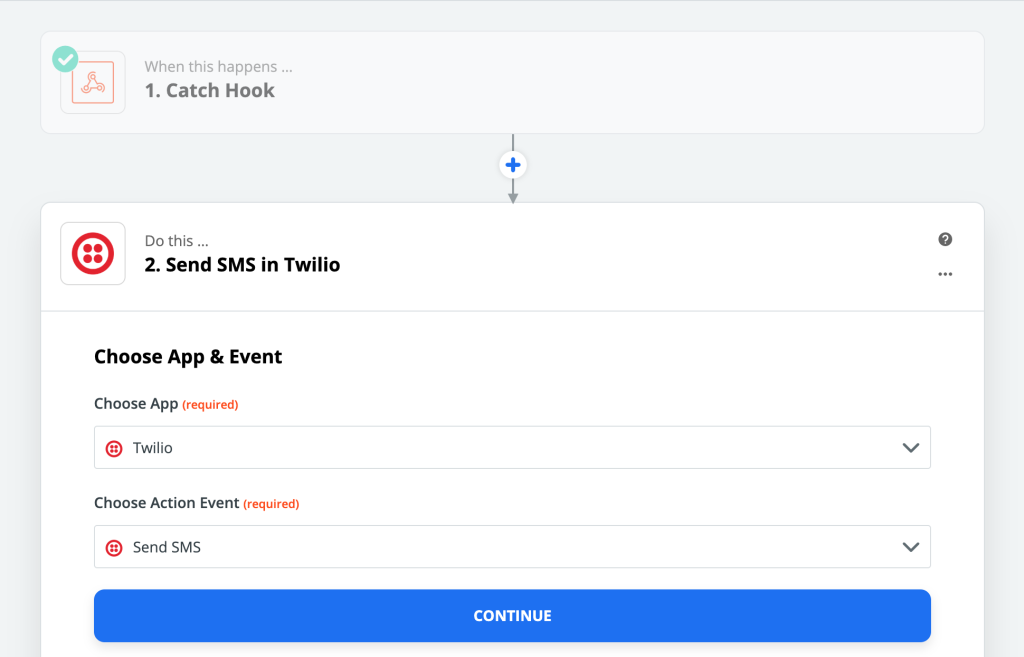 Zapier select Twilio